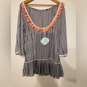 Women’s tie-dye cover up with tassels